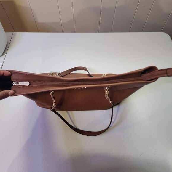 Michael Kors MK Jet Set Travel Chain Zip Top Multifunction Leather Tote Brown - Picture 5 of 14